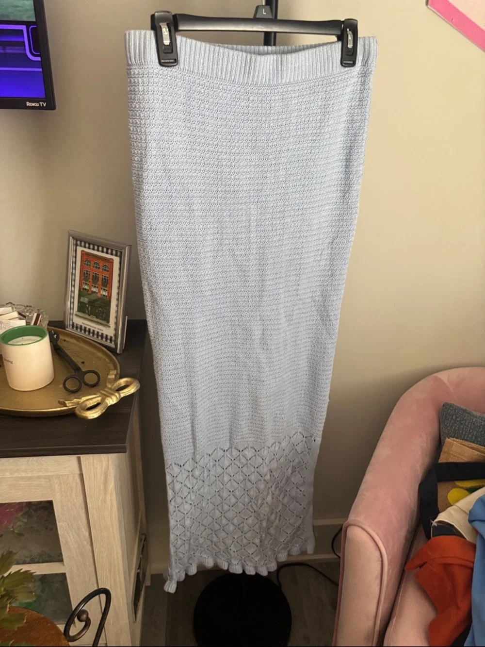 Olive & Oak Pale Blue Knit Set- Top and Midi Skirt - Picture 5 of 6